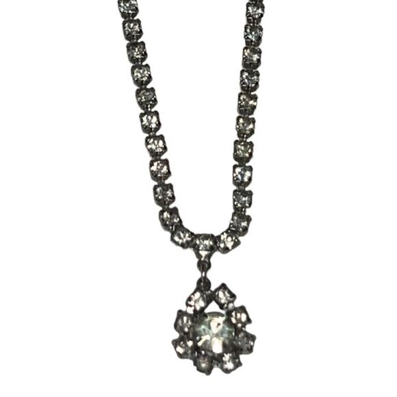 Vintage Rhinestone Crystal Statement Necklace USA SELLER - Picture 1 of 8